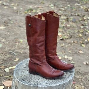 Frye vintage cognac leather pull on riding boots